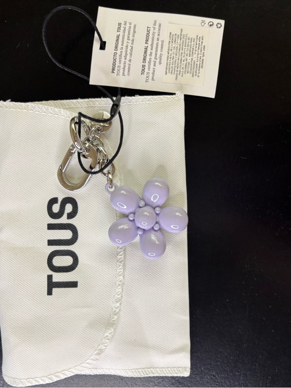 TOUS Lilac Flower Key & Card Holder Charm